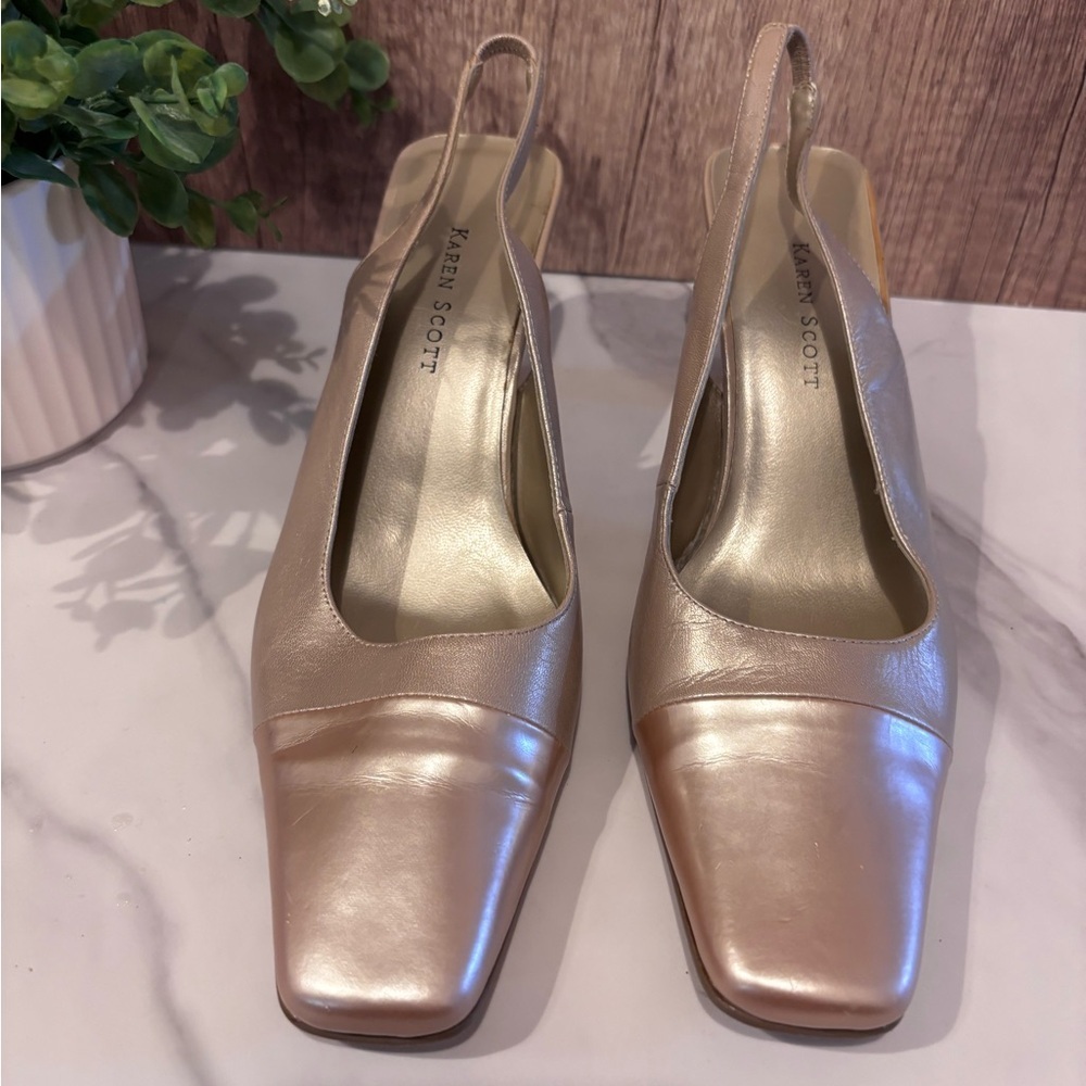 Karen Scott Women's Shimmering Gold Slingback Heels